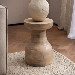 Beistelltisch Ø 30 cm Sitzhocker Massivholz Baumstumpf Couchtisch Blumen-Tisch