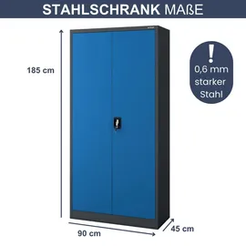 Jan Nowak Mehrzweckschrank 185 x 90 x 45 cm Anthrazit-Blau
