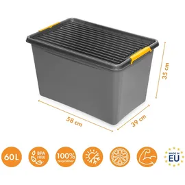 Kreher Aufbewahrungsbox Solid Box 60 l 1-tlg. grau