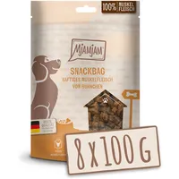 MJAMJAM Snackbag 100 Gramm Hundesnacks Muskelfleisch Multipack 8 x 100 Gramm