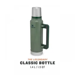 Stanley CLASSIC VAKUUM-FLASCHE 1,4 Liter, Hammertone grün, doppelwandige Vakuumisolierung, Griff, Trinkbecher
