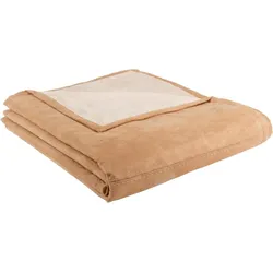 Wohndecke GOLD-LINE "Alcantara", braun, B:150cm L:200cm, Kunstfaser, Wohndecken, in Alcantara Optik, Kuscheldecke