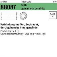 Industrial Quality Supplies Sechskant-Verbindungsmuffe Stahl galvanisch verzinkt M 8