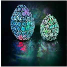 online fuchs 2 magische Ostereier mit Glaskristallen & LED-Lichterkette inklusive 6-Stunden Timerfunktion - Osterdeko - Warmweiß oder Farbwechsel möglich (Silber)