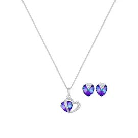 Elli Schmuckset Damen Herzen Anhänger Symbol Liebe elegant mit Kristallen in 925 Sterling Silber