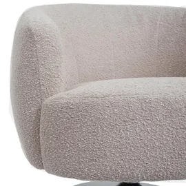 Mendler Lounge-Sessel MCW-J76 Bouclé 75 x 78 x 83 cm Creme-beige drehbar mit Kissen