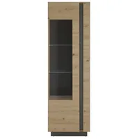 Lomadox Wohnzimmer Vitrinenschrank in Eiche Artisan Nb. mit Absetzungen
