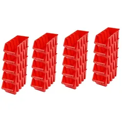 PROREGAL Mega Deal 20x Sichtlagerbox 4 | HxBxT 15,5x20,4x34cm | Polypropylen | Rot | Sichtlagerbehälter, Sichtlagerkasten, Sortierbehälter