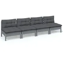 vidaXL 4-Sitzer-Gartensofa mit Anthrazit Kissen Kiefer Massivholz