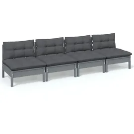 vidaXL 4-Sitzer-Gartensofa mit Anthrazit Kissen Kiefer Massivholz