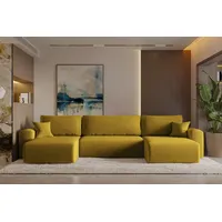 kaiser möbel Ecksofa mit schlaffunktion und bettkasten, Sofa U-form, Couch U-form CAPRI Poso Gelb - Gelb