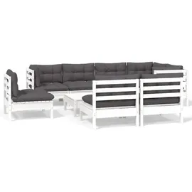 vidaXL Garten-Lounge-Set 9-tlg. weiß Kiefer
