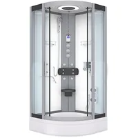 AcquaVapore Komplettdusche mit Schiebetür 100 x 225 cm weiß Sicherheitsglas D58-60T1