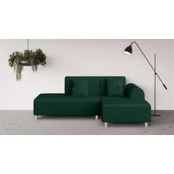 Ecksofa INOSIGN "Suyala", grün, B:258cm H:85cm T:168cm, 100% Polyester, Sofas, L-Form mit Hocker