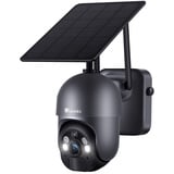 Ctronics 2K 3MP Überwachungskamera Aussen Akku 355°/95° Schwenkbar mit Solarpanel, Kabellos PTZ WLAN IP Kamera Outdoor, PIR und Radar Erkennung, Farbige Nachtsicht mit Spotlight, 2-Wege-Audio