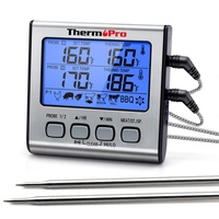 ThermoPro TP17 Digitales Grill-Thermometer Bratenthermometer Fleischthermometer Küchenthermometer, zwei Edelstahlsonden, Blaue Hinterbeleuchtung, Temperaturbereich bis 300°C