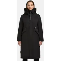 khujo Damen Wintermantel warmer Parka mit weichem Teddyfleece an der Kapuze, Taillenzugband und magnetischer Abdeckleiste Agneta-YM Black Gr. XS - XS