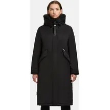 khujo Damen Wintermantel warmer Parka mit weichem Teddyfleece an der Kapuze, Taillenzugband und magnetischer Abdeckleiste Agneta-YM Black Gr. XS - XS