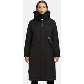 khujo Damen Wintermantel warmer Parka mit weichem Teddyfleece an der Kapuze, Taillenzugband und magnetischer Abdeckleiste Agneta-YM Black Gr. XS - XS