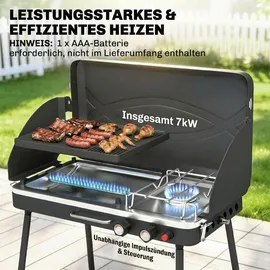 Outsunny Tragbarer Gasgrill 2 Brenner schwarz