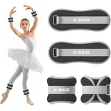 2PCS Gewichtsmanschetten Fuß, Gewichte für Beine und Arme, Ankle Weights, Handgelenk Gewichte, Knöchelgewichte für Pilates, Yoga, Gehen, Joggen, Aerobic (Schwarz, 0,3kg)