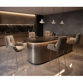 DeLife Barstuhl Clea-Flex Materialmix Schlamm Kufengestell Edelstahl, Barstühle