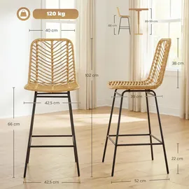 Homcom Barhocker Rattan gelb 2er Set