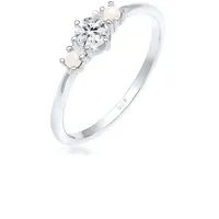 Elli Verlobungsring Glas Kristalle Synthetische Perle Weiß 925 Sterling Silber silberfarben 54 mm