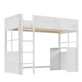 AUTOLOCK Hochbett mit Tisch 90 x 200 cm Kiefer weiß