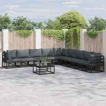 vidaXL Garten-Sofa-Set 10-tlg. schwarz