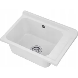 QLS Ausgussbecken Waschtrog Spülbecken Becken Kammer Garten Waschraum Werkstatt 10870 - Weiß