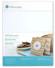 Silhouette MEDIA-WHT-ADH-3T bedruckbares Aufkleberpapier für Schneideplotter weiß 216 x 279 mm,  8 Blatt