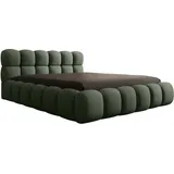 luxusbetten24 Designer Polsterbett Boston Bouclé mit Stauraum 140x200 Grün 38 Latten - Grün