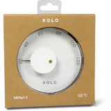 KOLO Sauna Thermometer Mittari 2 - Ø 14 cm - Weißes Aluminium - Präzise Temperaturanzeige bis 120 °C - Robustes hitzebeständiges Messgerät - Stilvolles Saunazubehör aus Finnland