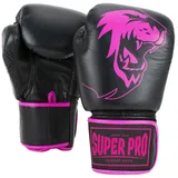 Super Pro Boxhandschuhe Boxhandschuhe Warrior, Für Thaiboxen, Kickboxen, Boxen, K1 schwarz