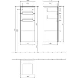 Villeroy & Boch Subway 2.0 Seitenschrank 35,6 x 85,7 x 37 cm Glossy Grey