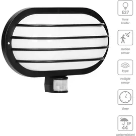 Orno Außenlampe Kunststoff E27 60W mit Bewegungsmelder schwarz