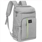 33L wasserdichter kühlrucksack mit guter Isolation kühltasche Rucksack Kühlbox Rucksack Picknickrucksack für Camping und Wandern (Grau)