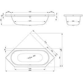 Bette Starlet Hexa Sechseckbadewanne 75 x 200 cm (2060-000PLUS)