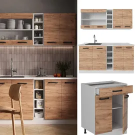 Vicco Küchenzeile R-Line 160 cm Eiche/Weiß