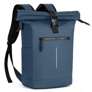Lekeinchi Rolltop Rucksack Wasserdicht für Damen & Herren, Großer Laptop Rucksack mit Computerfach für 17 Zoll Laptop, Elegant Reiserucksack Daypack für Reisen, Radfahren, Uni Schule-Blau Groß(XL)