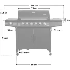 TAINO RED Gasgrill 6+1 mit Drehspieß