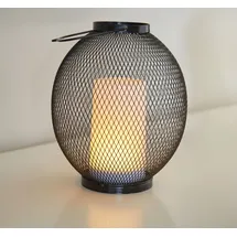 NORTHPOINT LED Laterne aus Metall mit Timer für Innen und Außen inkl. 3x AA Batterien - Stimmungsvolles Flackerlicht für gemütliche Abende Oval