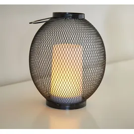 NORTHPOINT LED Laterne aus Metall mit Timer für Innen und Außen inkl. 3x AA Batterien - Stimmungsvolles Flackerlicht für gemütliche Abende Oval