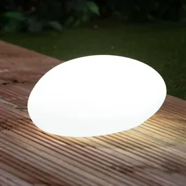 EasyMaxx Solarleuchte Stein 3,7 V inkl. Erdspieß Dämmerungssensor weiß