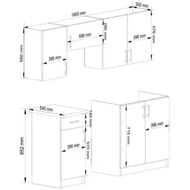 Akord Küchenmöbelset Lima 180 x 44,5 x 203 cm Weiß