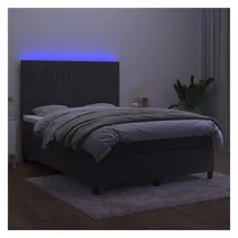 vidaXL Boxspringbett mit Matratze & LED Dunkelgrau 140x200 cm Samt