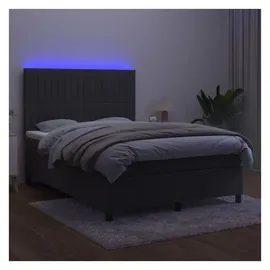 vidaXL Boxspringbett mit Matratze & LED Dunkelgrau 140x200 cm Samt