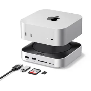 UGREEN Mac mini M4 Dock mit DisplayPort(4K@240Hz max.) für Dual-Monitor-Setups, 10Gbps USB-Anschlüssen, 8TB M.2 NVMe SSD-Slot, SD/TF-Kartenleser & 3,5mm Audio Kompatibel mit Mac mini M4/M4 Pro