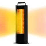 Goplus Standheizstrahler 1200W, Heizstrahler mit doppelseitiger Heizung, Terrassenheizstrahler mit Kipp-Schutz, IP65 Wasserdichter Tragbarer Elektr... - Schwarz
